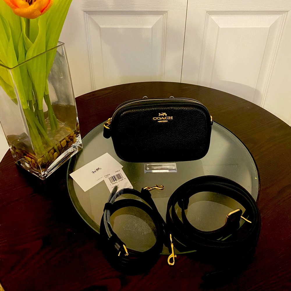 NWT Coach Black Leather Belt Shoulder Bag